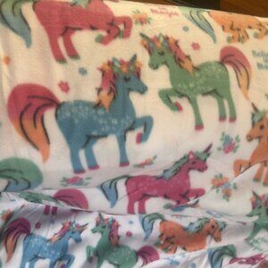 Fleece fabric 3.5 yards "Believe in magic" Colorful Unicorns